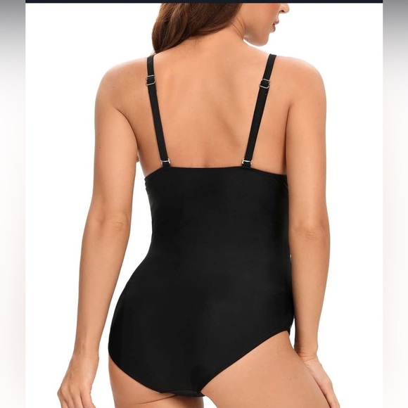 One Piece Maternity Swimsuit V Neck Pregnancy Bathing Suit Ruched NWT XL - Picture 2 of 2